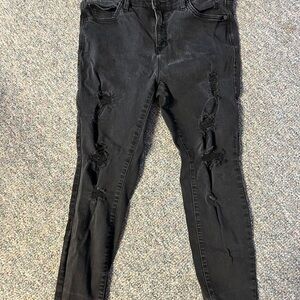 Edgy Black Distressed Skinny Jeans